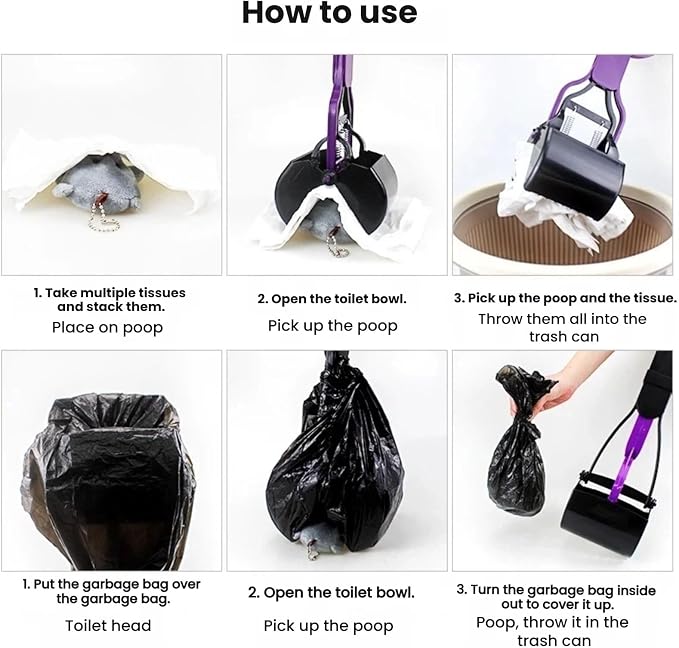 Stop Bending Over: Ergonomic Dog Scooper Pooper with Strong Bite Force, Easy Pick Up Pooper Scooper Tool for Lawn and Gravel, Assorted Sizes (Small 11in Black)