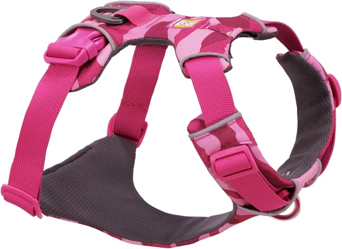 Ruffwear, Front Range Dog Harness, Reflective Soft Padded Everyday Harness with Dual Leash Clips, Adjustable and Lightweight Fit for Training or Walking for All Dogs, Pink Mountains, X-Small