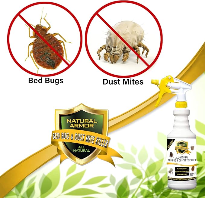 Bed Bug & Dust Mite Killer Natural Spray Treatment for Insects - Mattresses, Covers, Carpets & Furniture - Fast Extended Protection. Pet & Kids Safe - No Toxins or Chemicals 128 oz Gallon