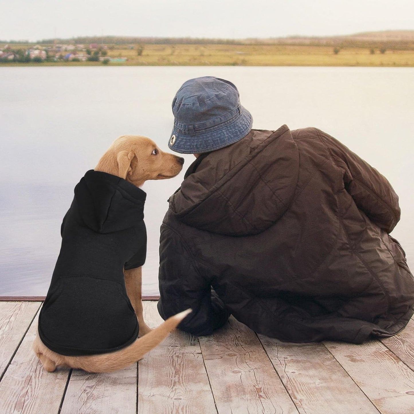 Dog Sweaters for Large Dogs Dog Hoodie Fleece Dog Sweater Soft Dog Clothes Sweatshirt with Pocket Dog Hoodie for Large Dogs(Black&L)