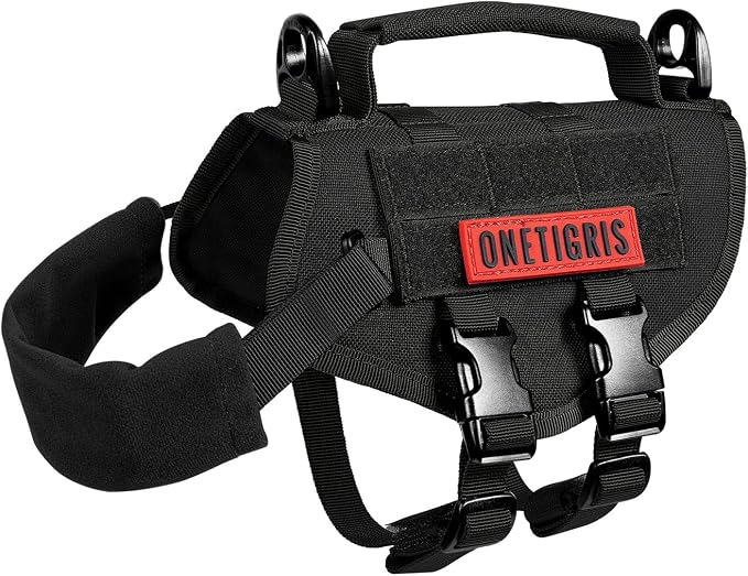 OneTigris Tactical Dog Harness XXS Puppy Vest with Vertical Handle | Tactical XXS puppy harness with vertical handle & fleece padding. Quick-release for easy on/off. Ideal for training & walks.