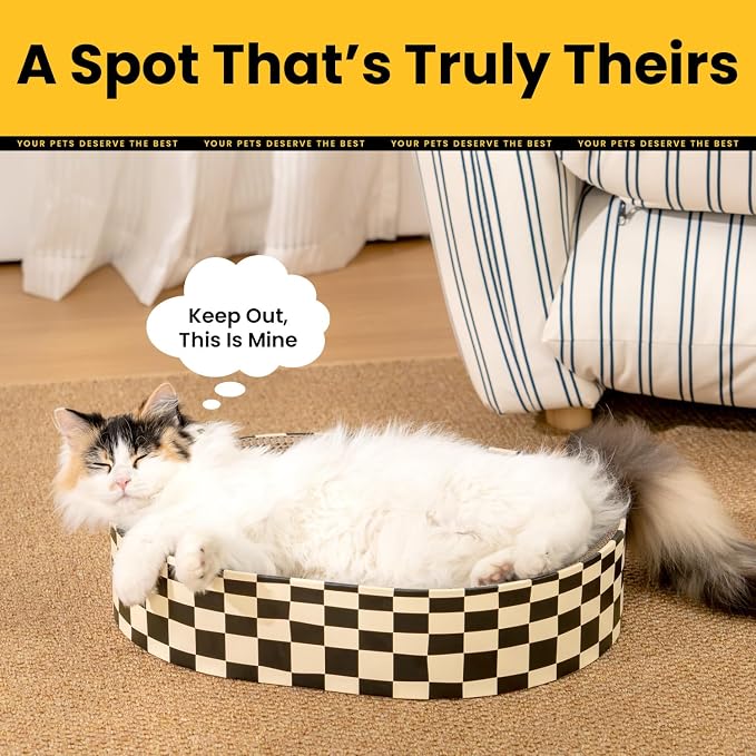 Conlun Oval Cat Scratcher Bed | Scratching Bowl Lounge for Cats | Large | Corrugated Cardboard Pad | Concave Shape | No Mess Enclosed Base | Serves as Couch Furniture Protector