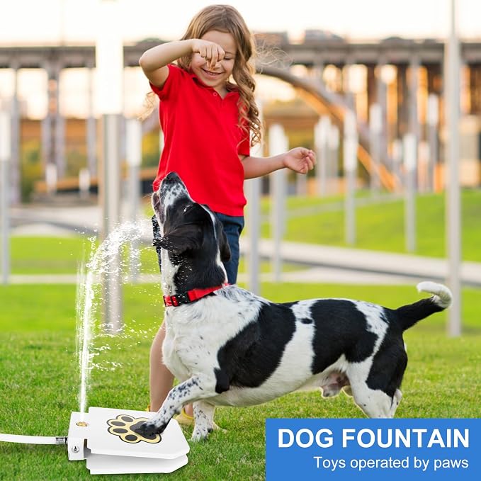 Dog Water Fountain Step On,Outdoor Paw Activated Drinking Pet Dispenser,Dog Water Sprinkler with 39.4" Hose for Drinking Fresh Water,Upgrade Copper Valve Set