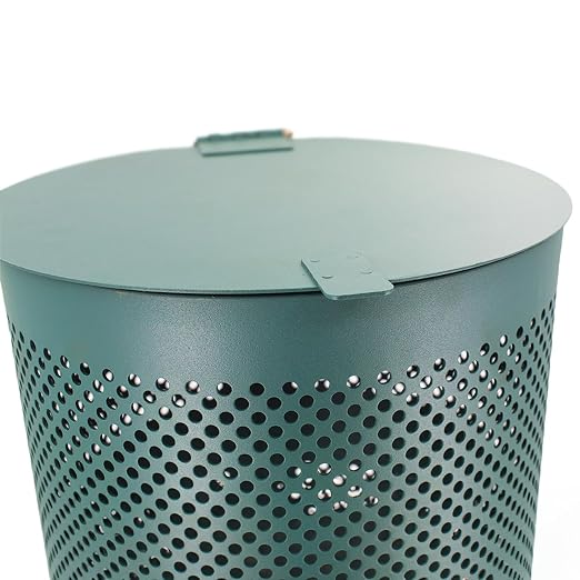 ZERO WASTE USA - Aluminum Outdoor Trash Can, 10 Gallon, Matte Green | Rust-proof 10-gallon aluminum outdoor trash can, post or wall mount, built-in liner clamps, weather-resistant lid
