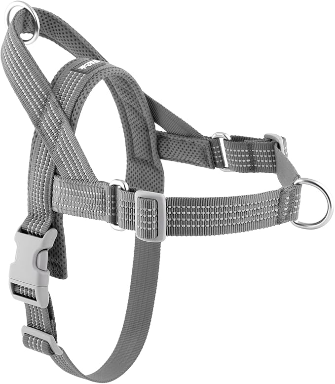 No Pull Dog Harness with Handle, Adjustable Soft Mesh Padded Vest | Reflective Walking Harness with Front Clip for Small Medium Large Dogs, Quick Fit No Escape for Training, Gray. S