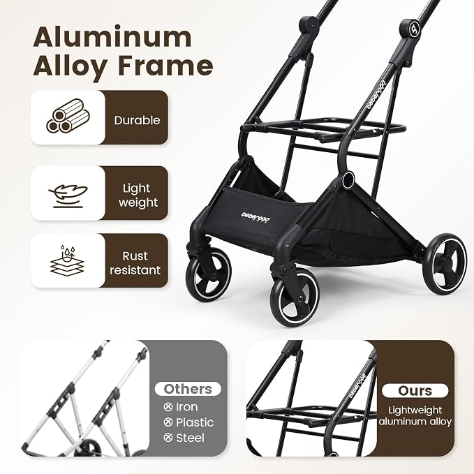 T3 Small Dog Stroller (Beige) | Detachable Carrier, Easy Assembly, Aluminum Alloy Frame, Larger Rear Wheels, Breathable Fabric, One-Touch Braking