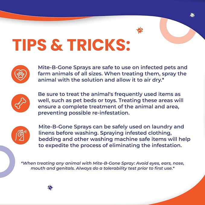 Mite Killer Spray by Mite-B-Gone - 32oz | Plant-Based Treatment for Human, Dust, Chicken, Bird, Carpet & Rat Mites in Homes, Furniture & Bedding | Farm, Family & Pet Safe