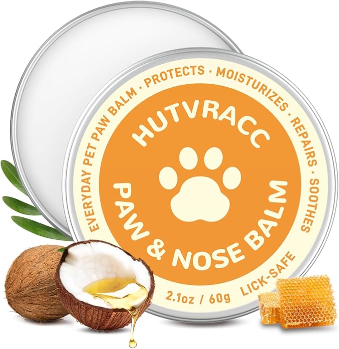 Lick-Safe Dog Paw & Nose Balm | 2.1 oz All Natural Wax with Coconut Oil & Shea Butter | Winter Snow, Road Salt & Hot Pavement Protector | Moisturizer & Soother for Dry, Cracked Pads & Snouts