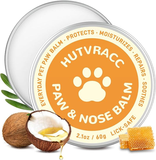 Lick-Safe Dog Paw & Nose Balm | 2.1 oz All Natural Wax with Coconut Oil & Shea Butter | Winter Snow, Road Salt & Hot Pavement Protector | Moisturizer & Soother for Dry, Cracked Pads & Snouts