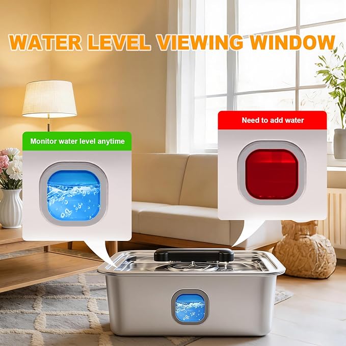Large Water Fountain for Dog Cat, 4Gallon Stainless Steel Pet Drinking Dispenser Automatic Fresh Flow Bowl Inside with Filter, 15L Extra Huge Refillable Water Dispenser Indoor