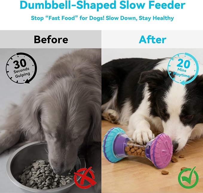 MateeyLife Interactive Dog Puzzle Toy, Adjustable Treat Dispensing Slow Feeder for IQ Training, Silent Quiet Roller for Small Medium Dogs, Boredom Relief Enrichment Toys to Keep Them Busy