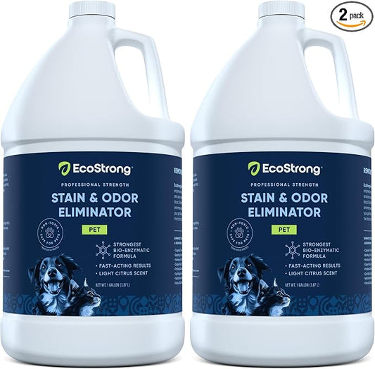 Eco Strong Pet Stain and Odor Remover - Cat Urine Enzyme Cleaner Destroyer, Urine Destroyer for Dogs, Pet Urine Enzyme Cleaner - 128 Oz (Pack of 2)