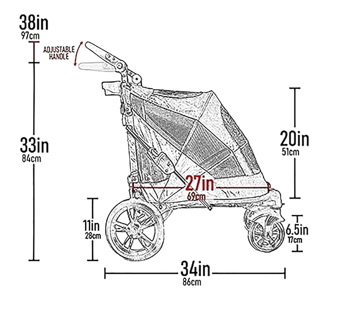 Pet Gear NO-Zip Pet Stroller with Dual Entry, Push Button Zipperless Entry for Single or Multiple Dogs/Cats, Pet Can Easily Walk in/Out, Gel-Filled Tires, Lava Gray, Excursion