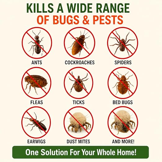 Natural Bug, Insect & Pest Killer & Control Including Fleas, Ticks, Ants, Spiders, Bed Bugs, Dust Mites, Roaches and More for Indoor and Outdoor Use, 128 Oz Gallon