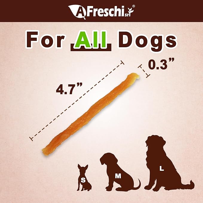 A Freschi srl Soft Chicken Dog Treats, All Natural, High-Protein, Healthy & Easily Digestible, Grain-Free Puppy Chews, Human Grade Training & Rewards Dog Snacks, Chicken Sticks, 16 oz Pack