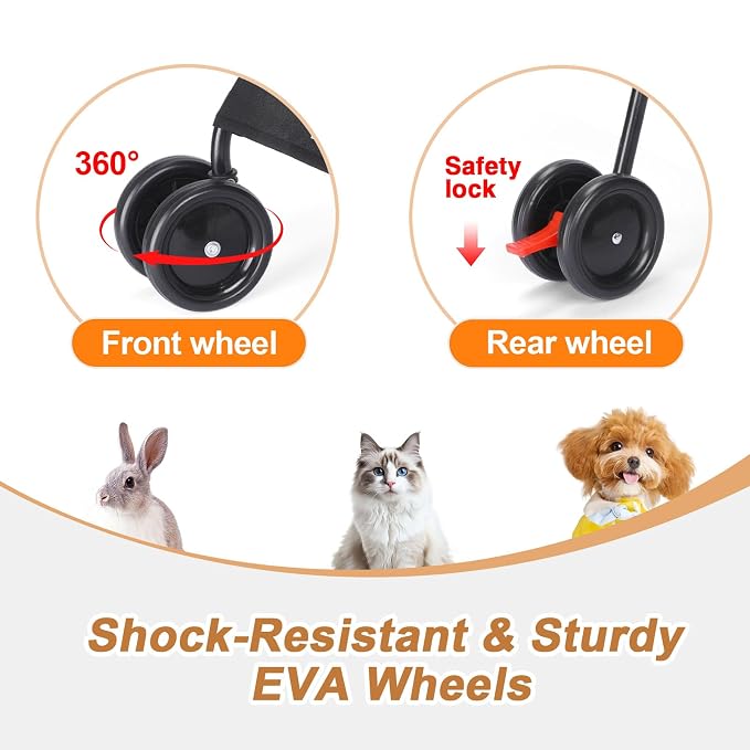 3 in 1 Pet Stroller for Small Dogs and Cats, Foldable Pet Stroller with Cats and Dogs Jogger Travel Strollers, 4 Wheels, Breathable Mesh, Large Capacity, Easy to Carry (Black)