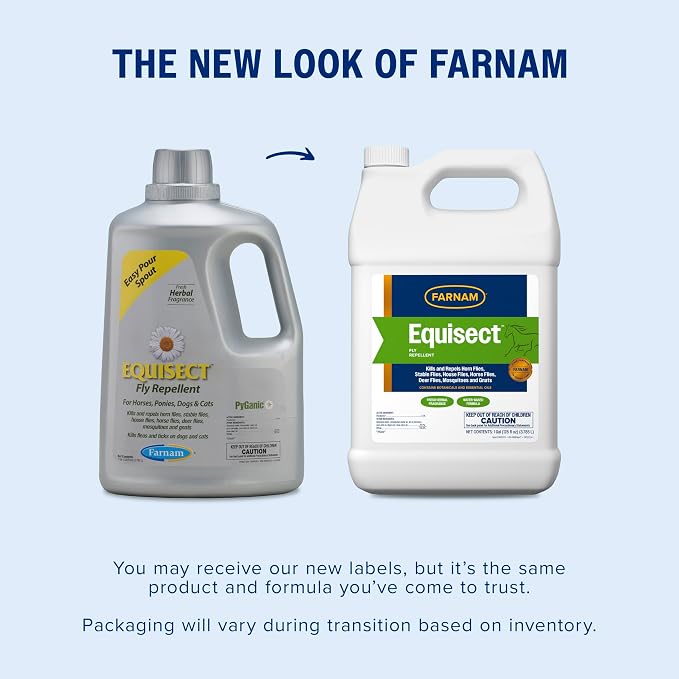 Farnam Equisect Natural Fly Spray for Horses, Dogs and Cats, Fly Repellent,128 Oz Refill