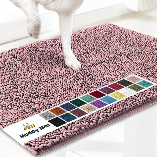 Muddy Mat® Shown on TV – Super Absorbent Door Mat Indoor, Microfiber Quick Dry Chenille Entryway Rug, Non-Slip Front Door Mat, Indoor Mats for Entryway, Machine Washable Pet Rug, Pink 36"x60"