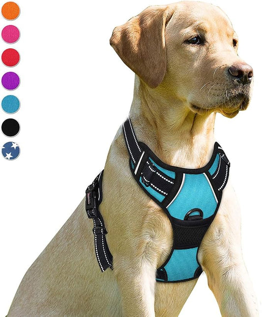 BARKBAY Dog Harness No Pull for Small Sized Dog Front Back Clips,Dog Vest | Soft Padded No Choke With Handle,Easy On&Off,Adjustable Reflective For Walking Training Running(Blue,S)