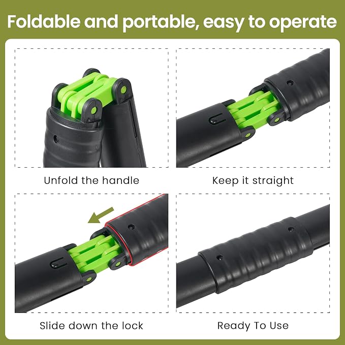 28 Inch Handle Dog Pooper Scooper Portable with Bag Attachment, One Handed Foldable Design, Includes 120 Waste Bags and Dispenser for Grass Yard Gravel Cleanup