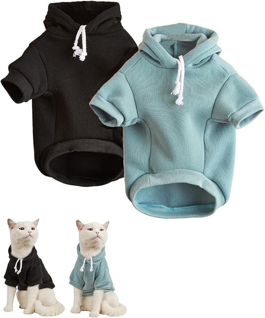 QWINEE Basic Dog Hoodie Sweatshirt Puppy Sweater Warm Cat Costumes Pet Clothes for Chihuahua Puppy Kitten Small Medium Dogs Multicolored Small