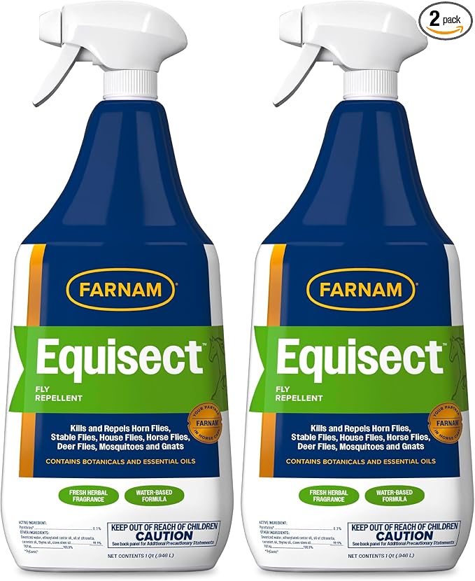Farnam Equisect Botanical Fly Repellent for Horses, Dogs and Cats, 32 Ounces, Quart Spray (Pack of 2)
