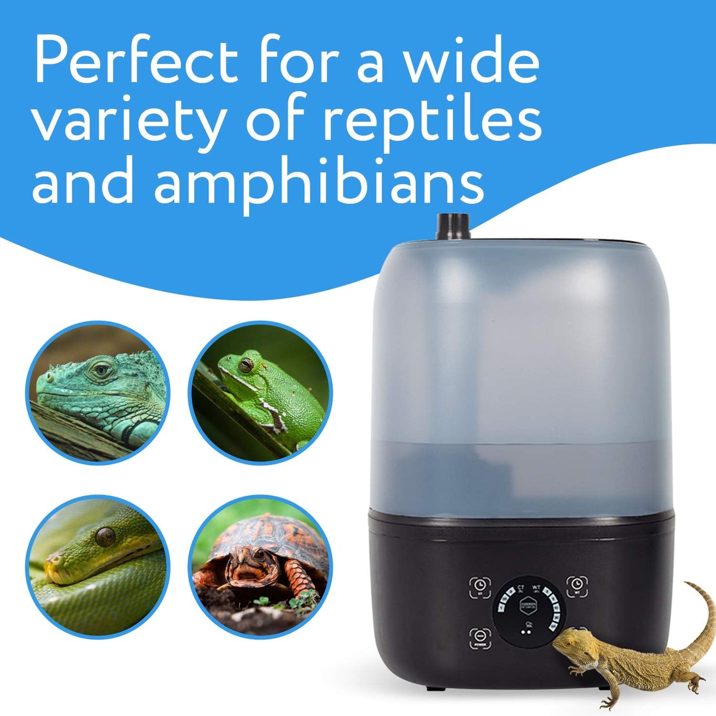 Evergreen Pet Supplies Reptile Fogger Humidifier - 4L Tank, Digital Timer - Automatic Misting System for Terrarium & Amphibian Enclosures
