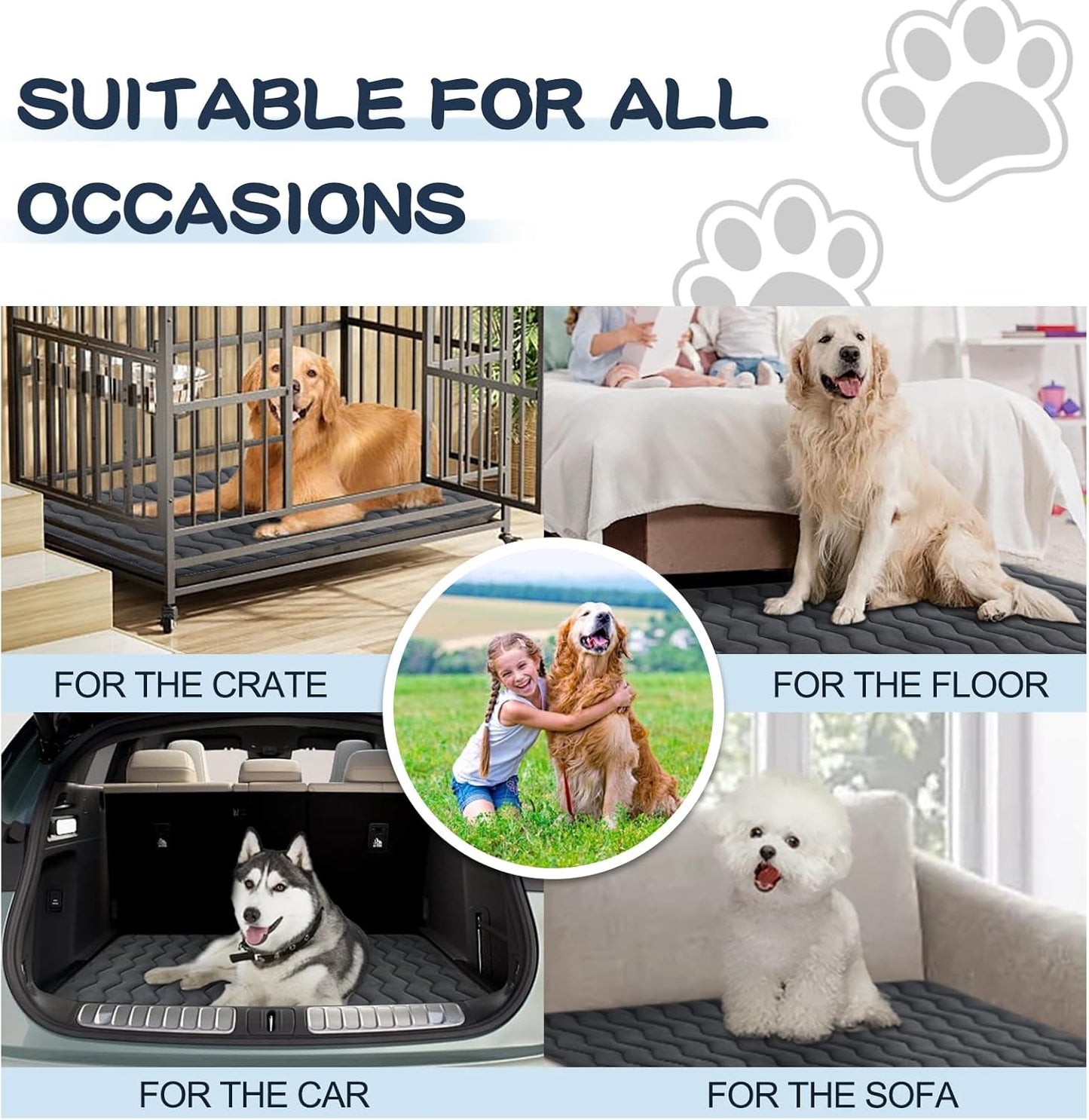 Bubble bear Dog Crate Mat - Upgraded Thick, Ultra Soft, Washable & Anti-Slip Kennel Pad for Small/Medium/Large Dogs, Dark-Hued to Hide Stains (36"x23")