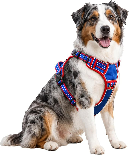 Large Dog Harness No Pull, Heavy Duty Tactical Harness for Pet Labrador, Pitbull, 3 Buckles Easy On Doggie Vest with Sturdy Handle, Front Clip Training Harness for Boy Girl Puppy Walking (L)