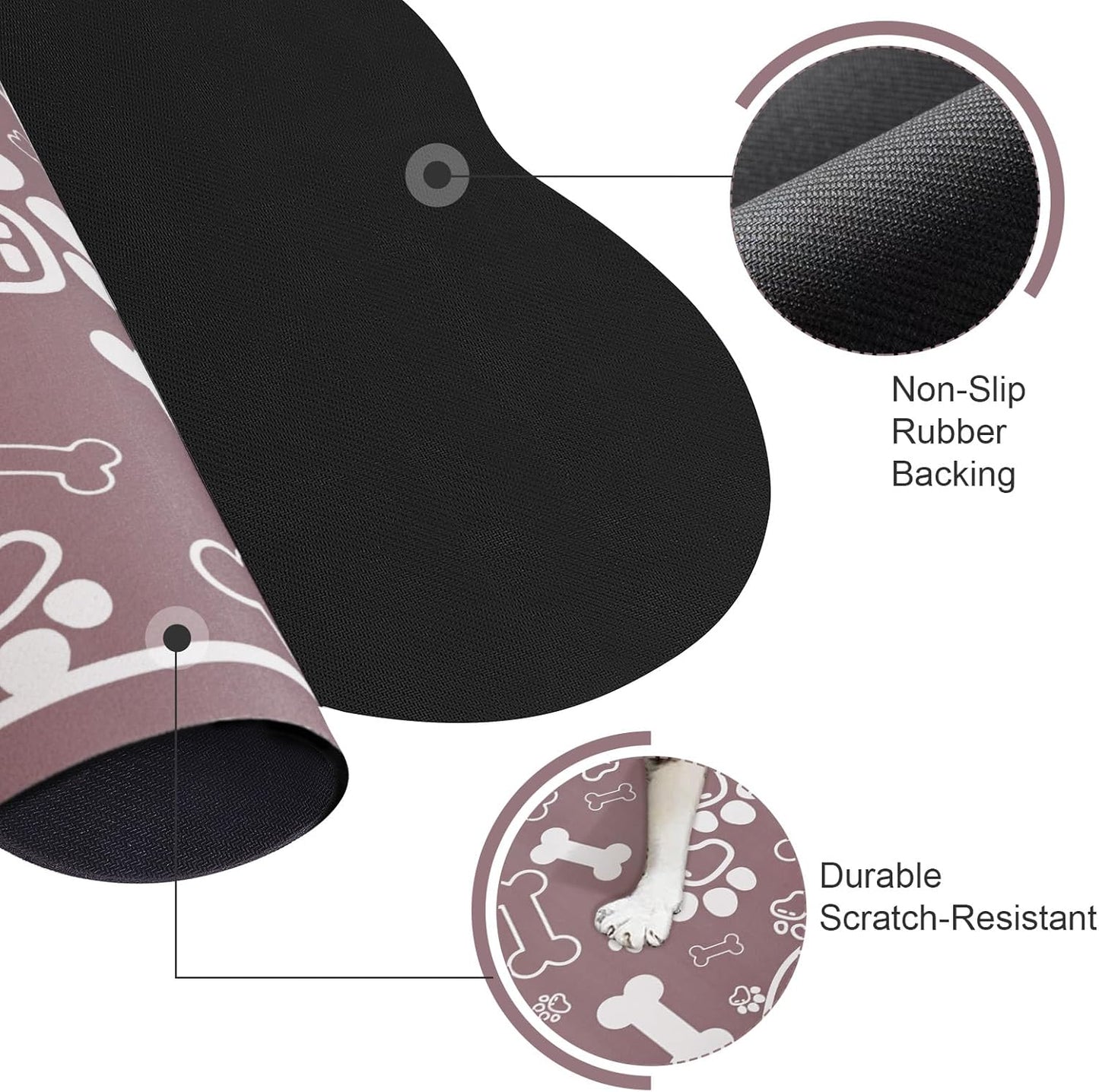 Dog Cat Mat for Food and Water,Rapid Absorbent Pet Feeding Mat, Bone Shaped Dog Placemat Bowl Mat with Rubber Backing,No Stains Pet Food Mats Indoor, Pet Accessories Supplies,Brown 12"×18"