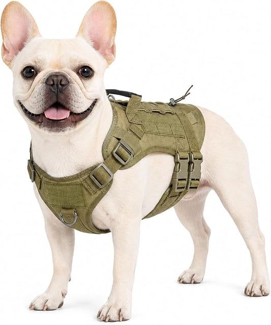 Tactical Dog Harness for Small Dogs, No Pull Vest with Control Handle, Heavy Duty Adjustable Reflective Pet Harness for French Bulldog, Pug, Puppy Walking, Training