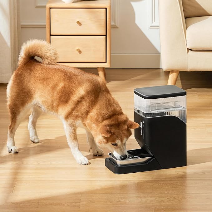 ZOMISIA Automatic Dog Water Dispenser 8L with Stainless Steel Bowl, Gravity Large Capacity Water Bowl for Dogs, 2 Gallon Pet Waterer 100% BPA Free, Cool Grey