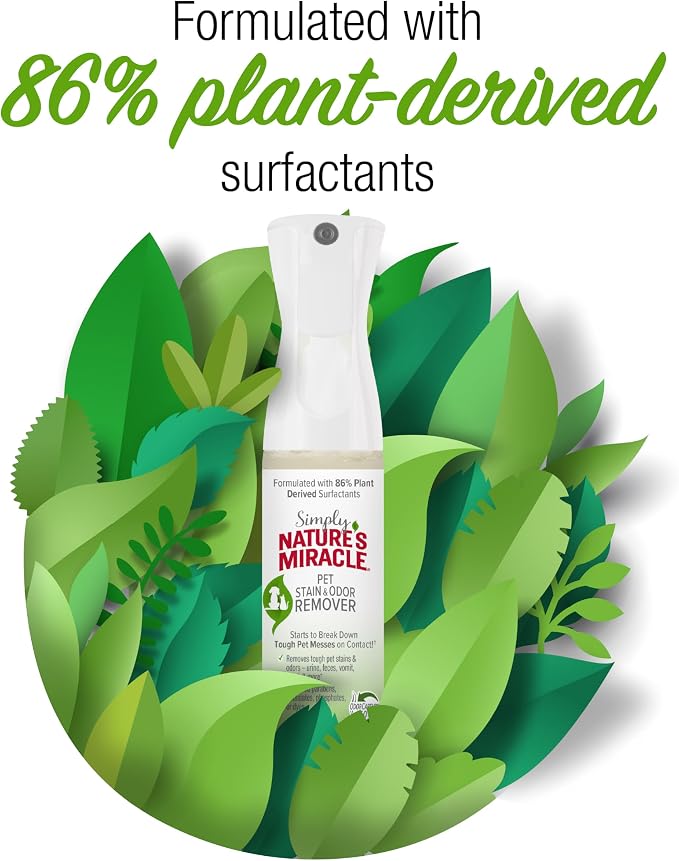 Simply Nature’s Miracle Pet Stain & Odor Remover, 10 Ounces, Bio-Enzymatic Formula With Odor-Neutralizing Technology