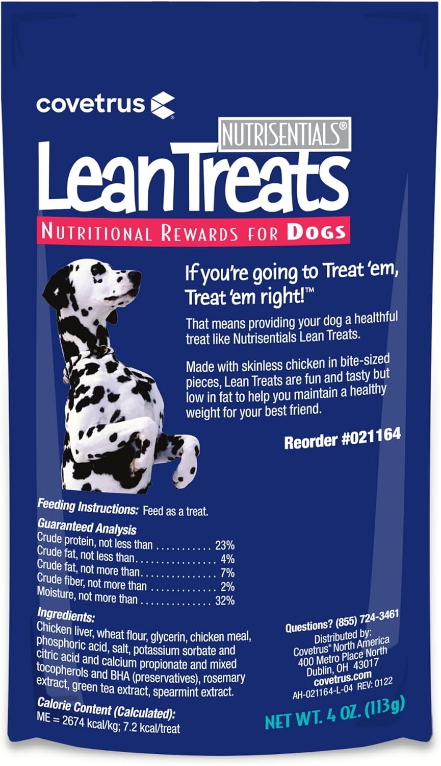 Covetrus Nutrisential Lean Treats for Dogs - Small, Medium & Large Dogs (K9) - Nutritional Low Fat, Bite-Size - Soft Chicken Flavor - 20 Pack - 4oz