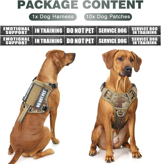 Tactical Dog Harness, No Pull Dog Harness for Medium Large Dogs with Handle & Molle, Military Service Dog Vest Harness in Training Pet Harness for Small Dogs