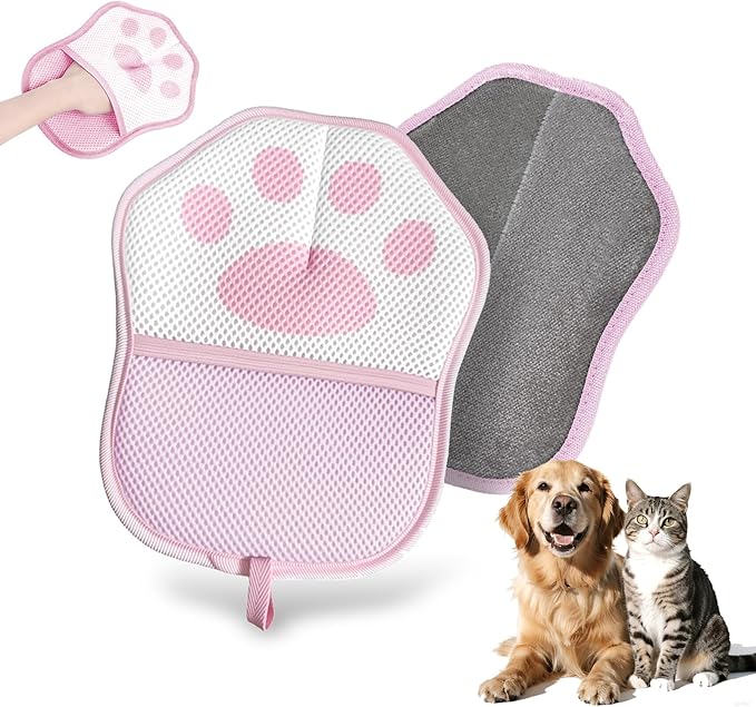 autohawj Pet Hair Removal Glove for Dogs & Cats - Electrostatic Grooming Mitt with Dual-Action Bristles | Reusable Washable Furniture Couch Car Lint Remover Tool