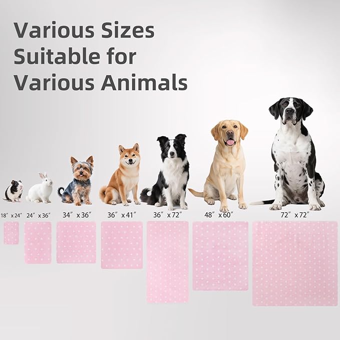 PUPTECK Washable Pee Pads for Dogs - Waterproof Reusable Puppy Potty Training Pads Whelping Mat - Fast Absorption Non-Slip Pet Food Feeding Mat (Pink, 36x41 Inch (Pack of 2))