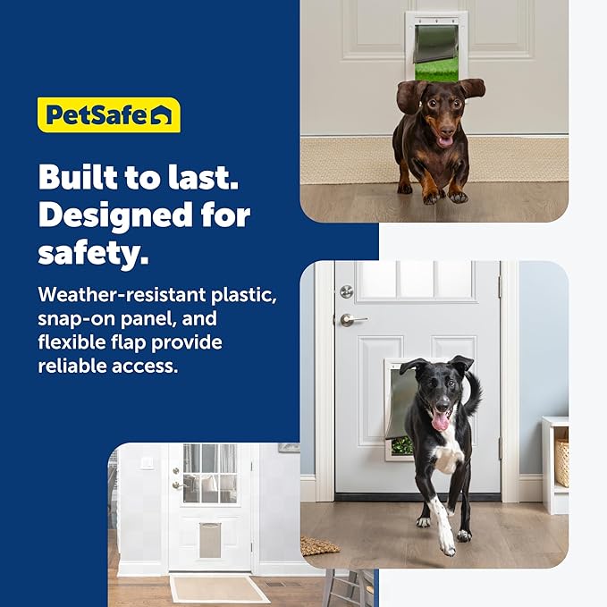 PetSafe Plastic Dog & Cat Door, Paintable Frame, Pets up to 100 lbs, Large | Snap-On Closing Panel, Fits Interior/Exterior Doors 1/16-2 in Thick, Easy DIY Install