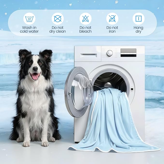 Mora Pets Premium Cooling Blanket for Dogs, Q-MAX>0.5 Washable Breathable Cooling Mat, Lightweight Soft Summer Pet Throw Blanket, Furniture Protector Bed Couch Cover for Medium Dog Cat, Blue, 40x60