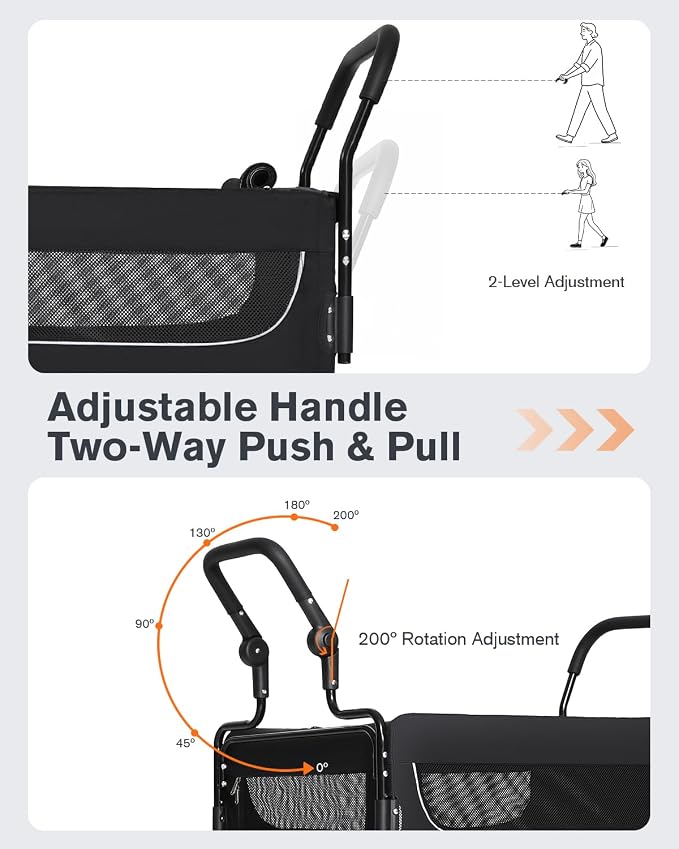 All Terrain Pet Stroller for Medium & Large Dogs with Ramp | Foldable Dog Stroller with Brakes, 3 Entrances, Dual Adjustable Handles with Reversible Push, 160lbs Weight Capacity