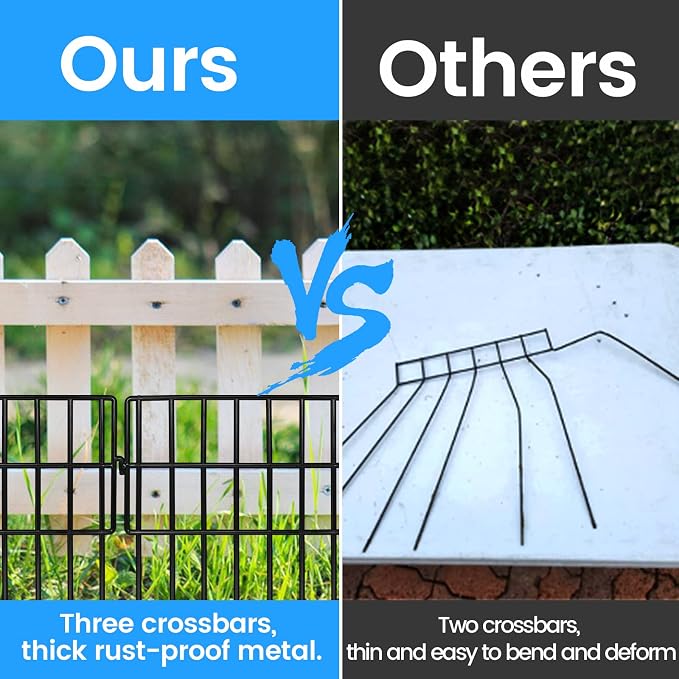 22 Pack Animal Barrier Fences, 1.5" Gap No Digging Garden Fence Panels, Metals Black Deterrent Fence for Dogs Rabbits, Decorative Fence for Outdoor Landscape Patio Total 22 ft(L)×16 in(H)
