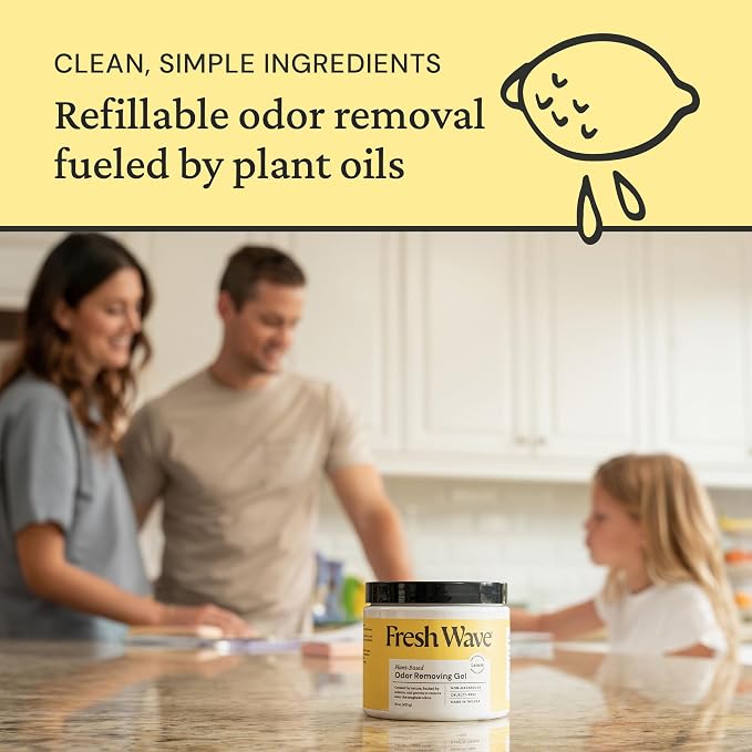 Fresh Wave Lemon Odor Removing Gel, 15 oz., Pack of 2 - Safer Odor Absorbers for Home, Natural Plant-Based Odor Eliminator, Every 15 oz. lasts 30-60 Days, For Cooking, Trash & Pets