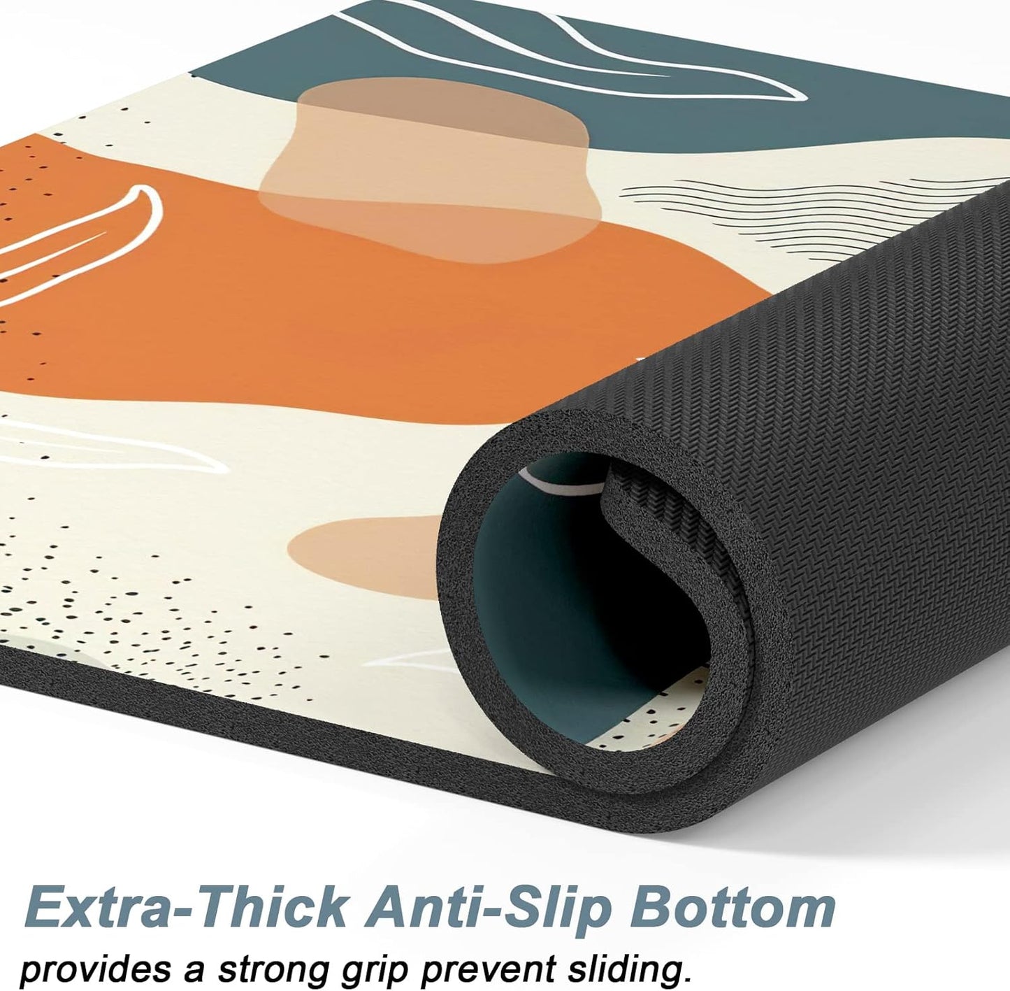 Rnivvi Dog Food Mat, 16" x 24" Boho Absorbent Dog Cat Bowl Mat for Food and Water, Cute Anti-Slip Rubber Pet Feeding Rug Protect Floors, Puppy Placemat for Feeding & Watering Supplies, Abstract Leaves