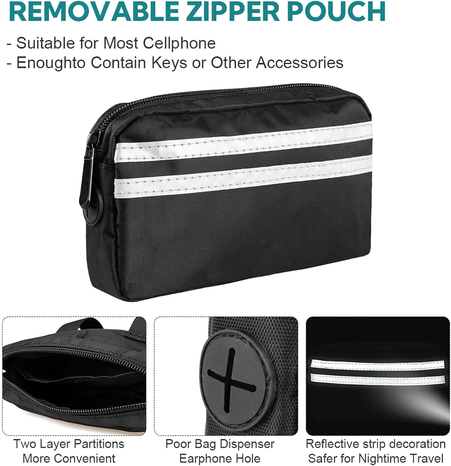 Hands Free Dog Leash with Pouch,Double Leash for Two Dogs