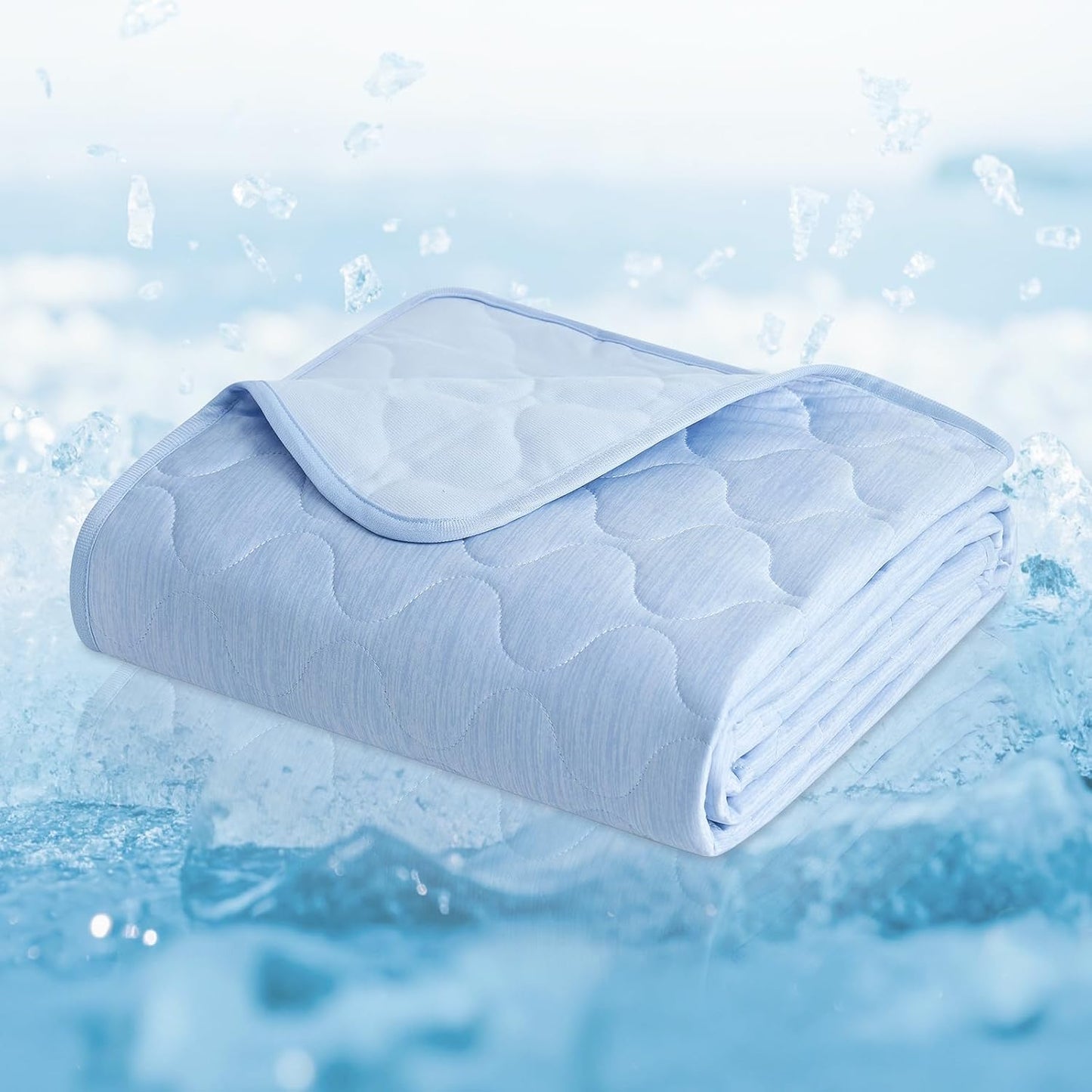 Cozy Bliss Leakproof Cooling Blanket for Large Dogs – Q-Max>0.4, Durable & Washable Dog Cooling Mat for Hot Weather, Soft Pet Throw & Couch Protector for Multiple Pets 60x80 Inch, Heather Cool Blue