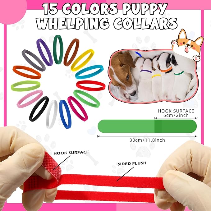 PullCrease 45 Pcs Puppy Dog Kitten Whelping Supplies Starter Kit for Birth Include Pet Playpen Whelping Collar Cord Clamp Bulb Aspirator Syringe Bottle Scissor Glove Bag for New Born Pet Supplies