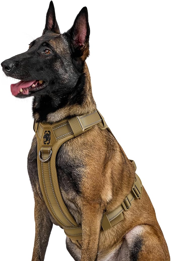OneTigris Soft Padding No Pull Dog Vest Harness for Medium and Large Dogs | High-tensile Nylon, Adjustable, Reflective, 1 Handle, 3 D-rings, Lightweight, Tough, Easy on/off Tactical Dog Harness