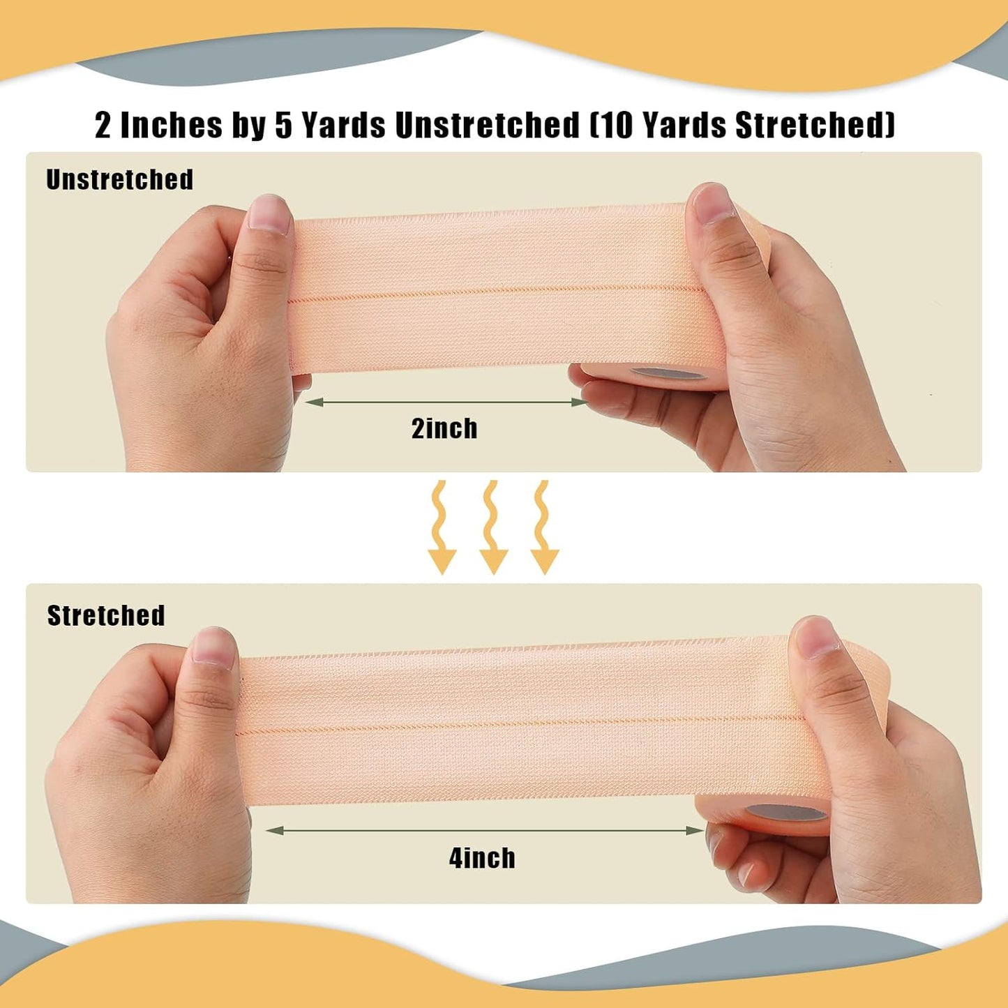 4 Rolls Elastic Tape Adhesive Elastic Tape Self Adhesive Bandage Wrap Flexible Stretch Bandages for Sports Ankle, Knee and Wrist Sprains Animal Pets, 2 Inch x 5 Yard