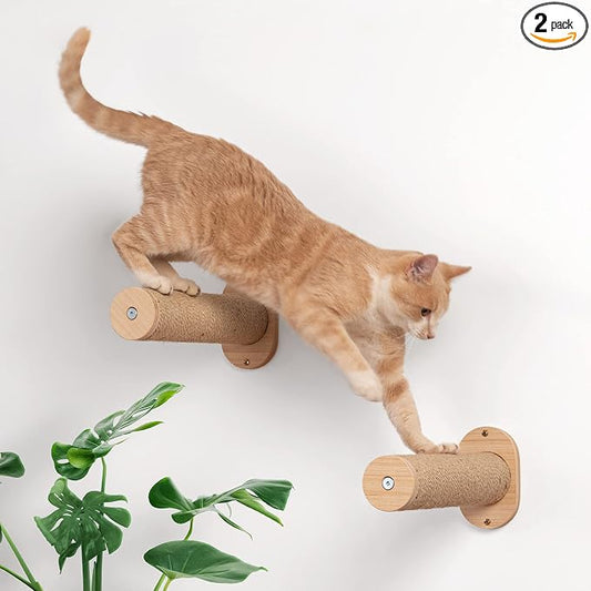 7 Ruby Road Cat Wall Steps - Wall Mounted Cat Climbing Steps | 2 Pack, 13 inch Wall Steps with Jute Grip for Confident Indoor Climbing