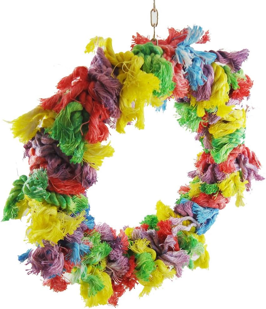 Litewoo Bird Parakeet Colorful Swing Toys,Cotton Rope Chew Hanging Bird Preening Garland Swing for Budgie Parakeet Cockatiel Macaw African Grey